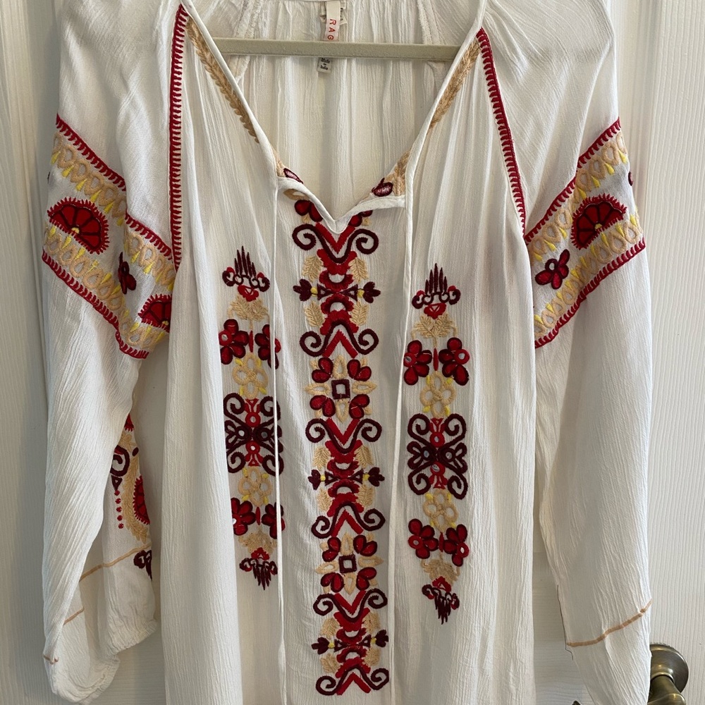 RAGA Embroidered Peasant Blouse
